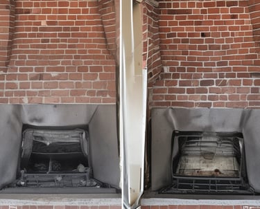 Technician repairing a brick chimney on a residential home in Nashville.