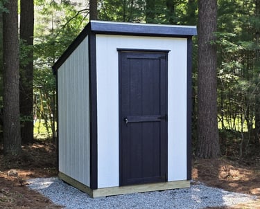 Compact 6x6 wooden storage shed with durable construction, ideal for small backyard spaces.