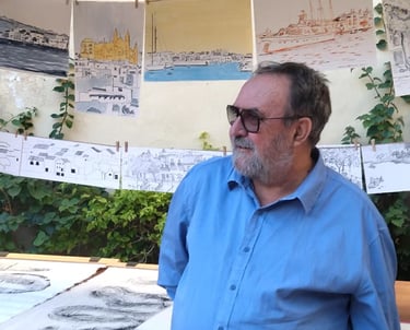 foto de salvador vadell en una exposición al aire libre