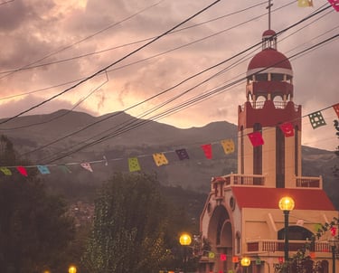 Church in the sunset in Huaraz, Peru, South America