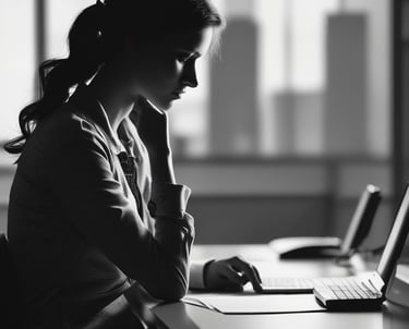 A calm coaching session with a woman and her coach in a cozy, minimalist room.