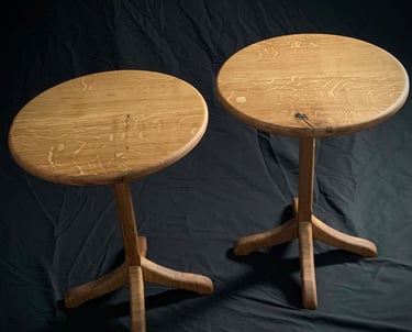 White Oak Pair End Tables eye level view