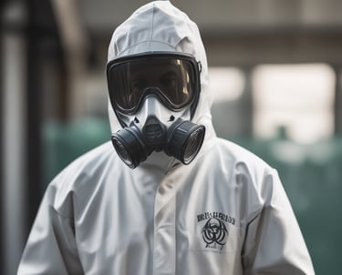 woman in personal protective equipment wearing white face mask
