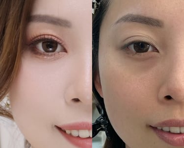 香港婚禮新娘化妝師妝前妝後對比-眼型調整