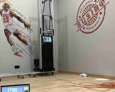 a wall printer printing branding and logos