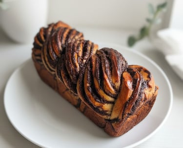 chocolate milk bread babka on a plate