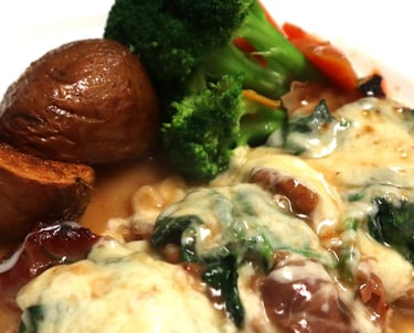 Veal Saltimbocca With Side Of Potatoes And Broccoli