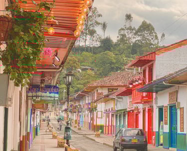 Colorfull houses in mountain city, Salento, Colombia, South America