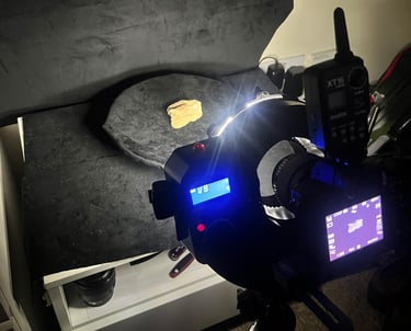 Photogrammetry equipment being used to scan a tooth fossil