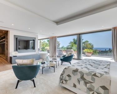 Designer-styled suite with private terrace and sweeping sea views  at Villa Serenity