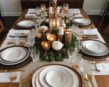 a table setting with candles and candles