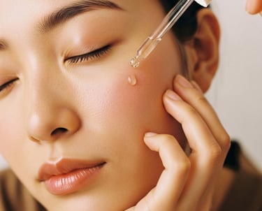 Woman applying serum