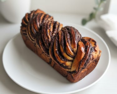 chocolate milk bread babka on a plate