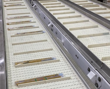 Banda transportadora de pasta empacada