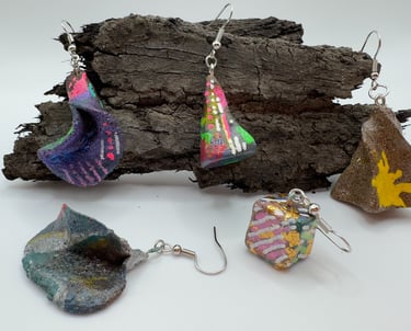 coffee clay earrings recycled