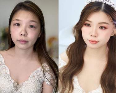 香港婚禮新娘化妝師妝前妝後對比