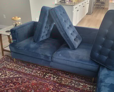 Blue Couch just cleaned with King Organic Clean