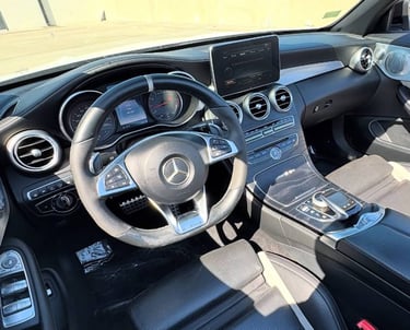 Mercedes C63s AMG interior with leather seats and digital dash