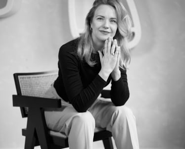 a woman sitting on a chair in a chair