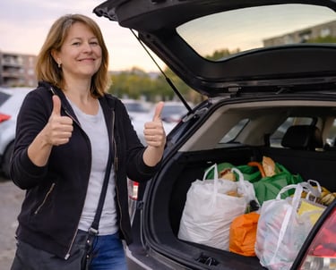femme à chats qui n'a plus besoin d'acheter la litière pendant les courses