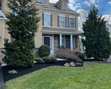 excellent landscaping and hardscaping of grass, stones and trees by NP Landscaping