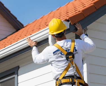 Custom seamless gutter installation on residential home in Durham NC