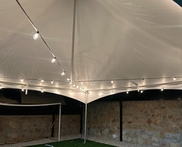 Carpa decorada con luces el paso diamond events