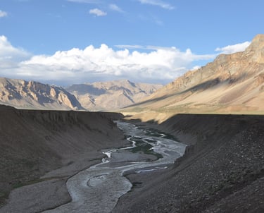 Sarchu plain along the  Leh to Manali highway over the great Himalayan range, Ladakh, India 