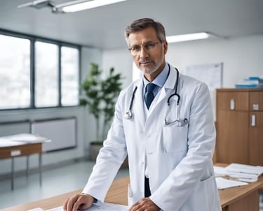 Arzt in weissen Kittel bei der Ärztevermittlung Doc Connect