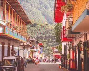 The center of Jardín in Colombia, South America