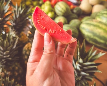 Guava slice in Cali, Colombia