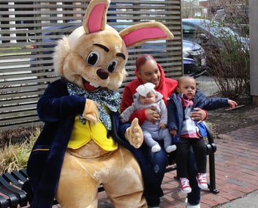 Easter Bunny and a family take a picture