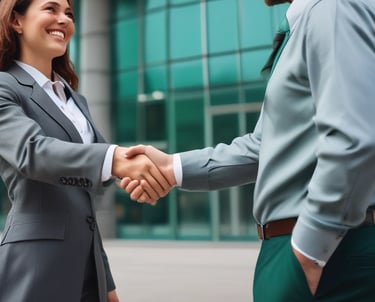 Diretor da Venerra facilities apertando mão de gestor predial, selando parceria em São Paulo