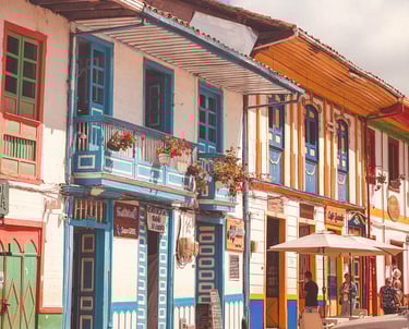 Colorfull houses in mountain city, Salento, Colombia, South America