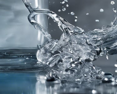 a bottle of water with a splash of water on the bottom