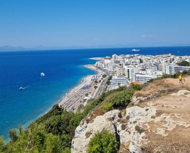 monte smith viewpoint to rhodes town on background and sea