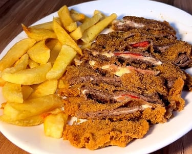 Cachopo de ternera cortado