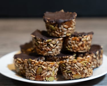 Apricot & Coconut seed bites with dark chocolate