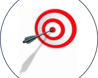 Flecha en el centro que significa el logro del objetivo de la certificación en ISO.