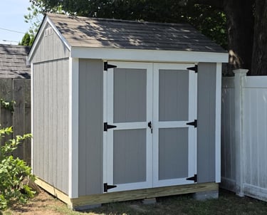 6x8 custom storage shed built on-site in Cape Cod, Massachusetts.