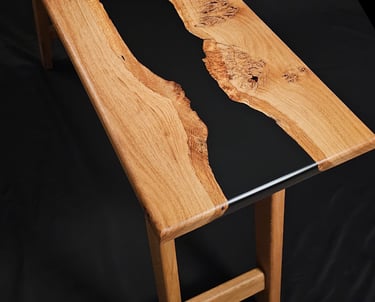 Solid Oak Console Table top angle view