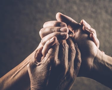 Multiple generations represented holding hands.