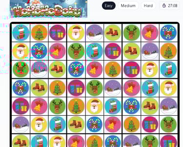 A grid of Winter holiday image from my game, Hohohodoku.