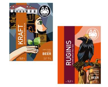 beer label examples, head, hoop, crow designs
