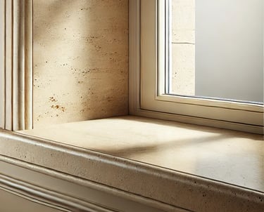 Parapet z trawertynu Bianco, jasny klasyczny kamień naturalny