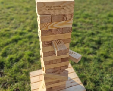 XXL jenga su užduotimis žaidimų nuoma
