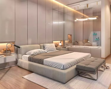 render de alcoba de habitacion de hotel en santa marta