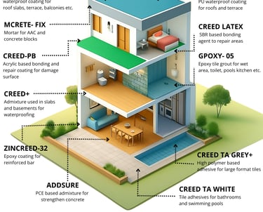 a building with a diagram of a house
