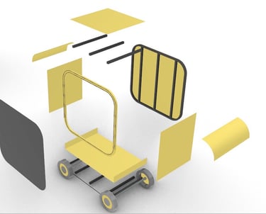 Bapsule : Modern metal food pop-up shop with open counter.