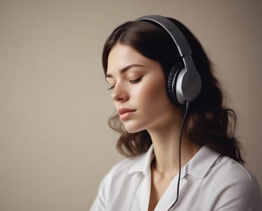 a woman with headphones and a headset